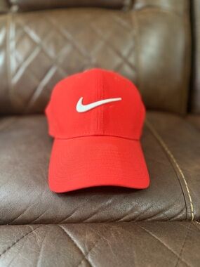 Nike Dri-FIT Red Adjustable Baseball Cap Hat Swoosh Unisex